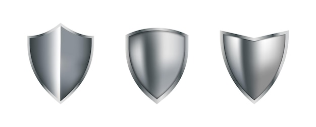 Vector collection of silver shield vector