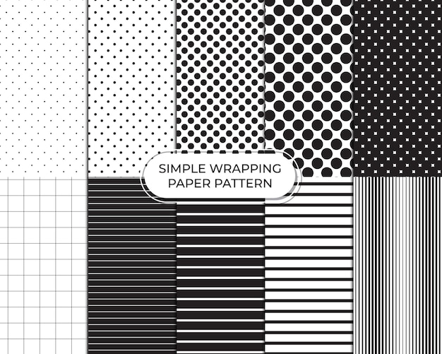 Collection of simple gift wrapping patterns. dots and lines pattern