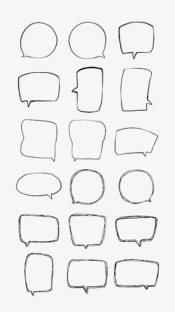 単純な手描きのスピーチ・バブルを様々な形で集める 単純で手描いたスピーチ-バブルをさまざまな大きさと形で集めた 単純の手描いたストーリー・バブルのセット