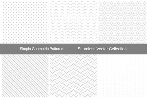 Collection of simple seamless patterns Six vector creative patterns for  your design and ideas