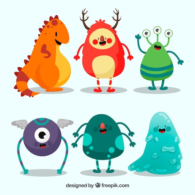 Vector collection of six different monsters