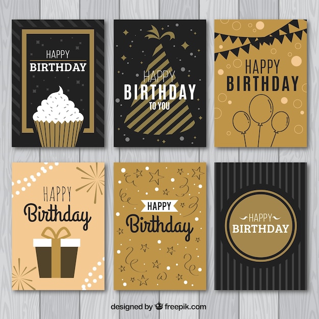 Collection of six vintage birthday cards