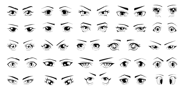 100,000 Anime eyes Vector Images