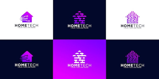 Vector collection of smart home logo design templates