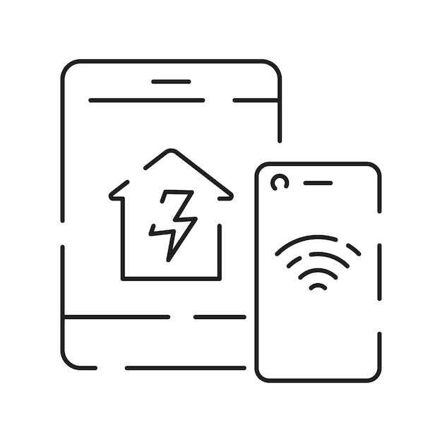 Collection of smart house linear icons control of lighting heating air conditioning Set of home automation and remote monitoring symbols drawn with thin contour lines Vector illustration