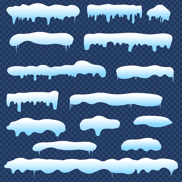 Collection Of Snow Snowball And Drifts Transparent Blue Background