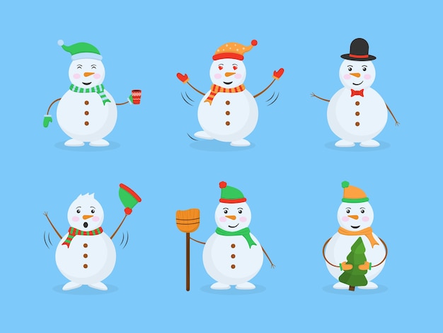 Vector collection of snowman illustrations