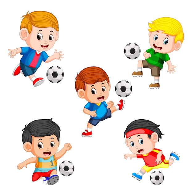 collection of soccer children player