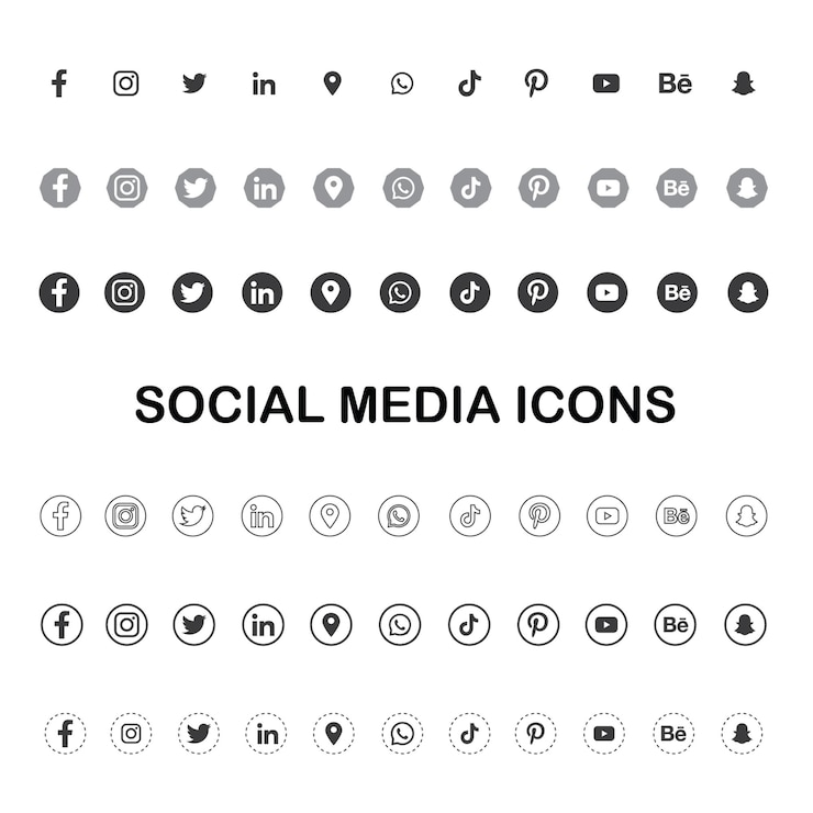 Vector a collection of social media icons
