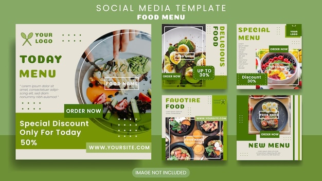 Collection of social media post template food promotion