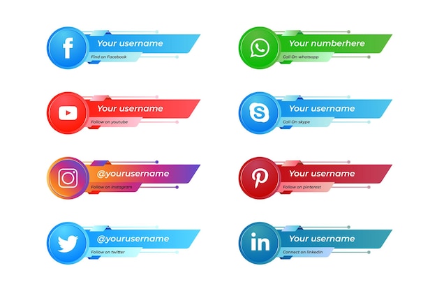 Vector collection of social media and social site lower third icons template