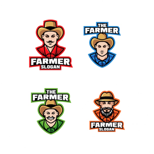 Collection of south america farmer character logo icon design cartoon