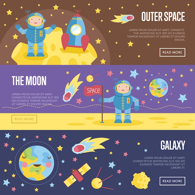 Collection of space theme cartoon webs