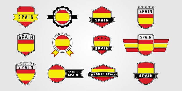 Collection spain flag badge logo vector illustration design set of made in spain symbol