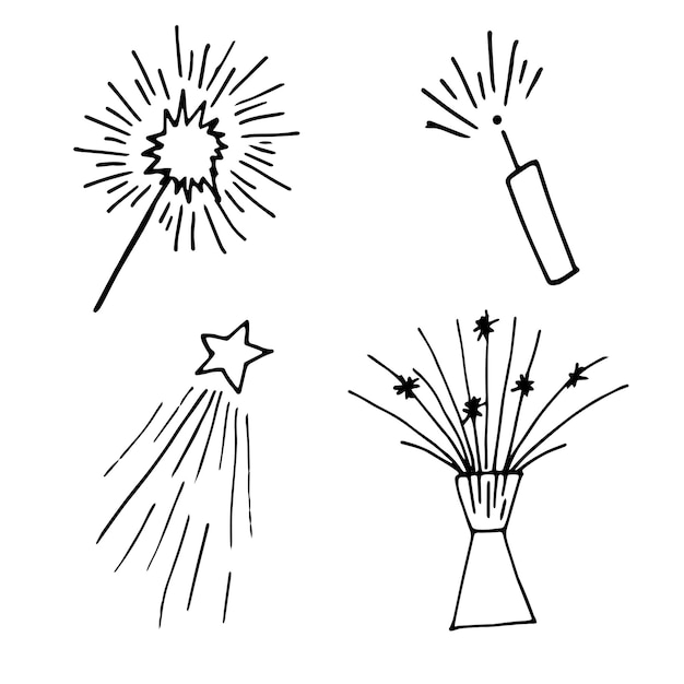Vector collection of sparklers holiday candles for parties and holidays design for christmas and new year