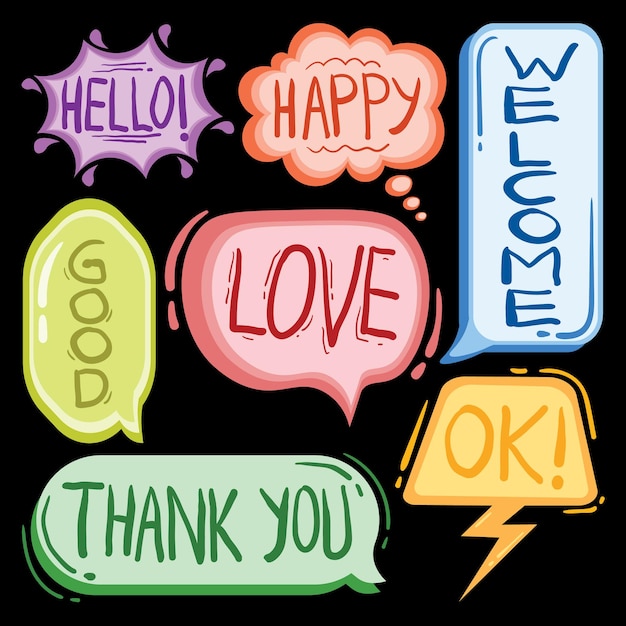 Vector collection of speech bubbles hand drawn  free vector