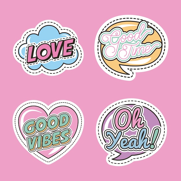 Vector collection speech bubbles patches decoration fashion style