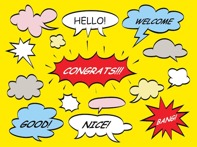 A collection of speech bubbles with the words congratulations!