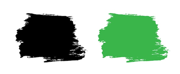Collection of splash ink paint black and green color vector ink splatter