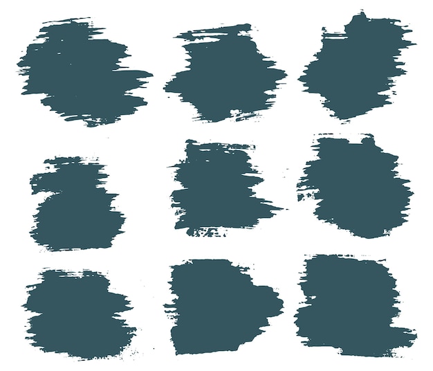 Collection of splatter mud ink splat grunge texture blue color brush stroke vector background