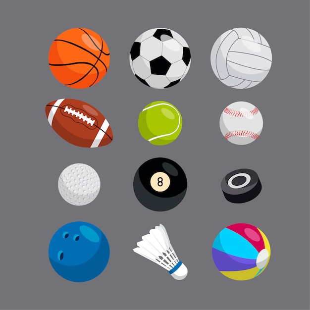 Vector collection of sports balls.