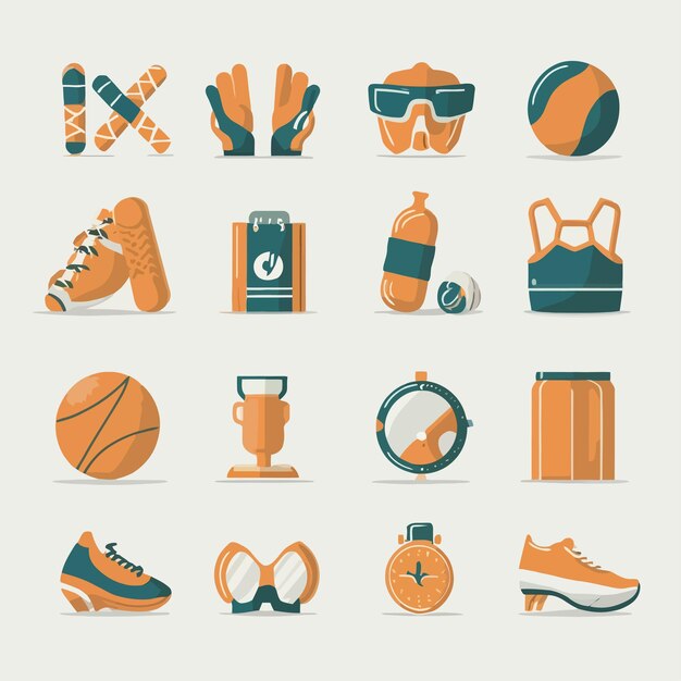 Vector a collection of sports equipment including a sports and sports equipment
