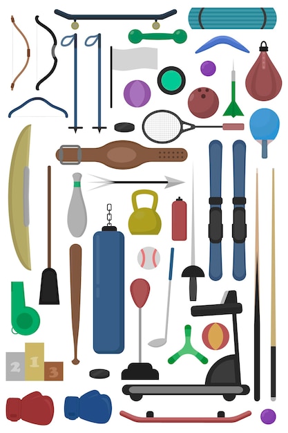 Collection of sports equipment. Sports. Vector