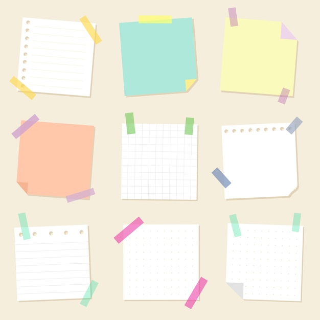 Collection of square sheets of reminder paper