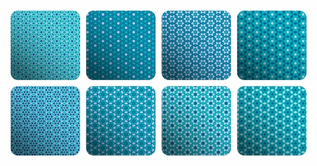 A collection of squares with blue and white flowers on them.