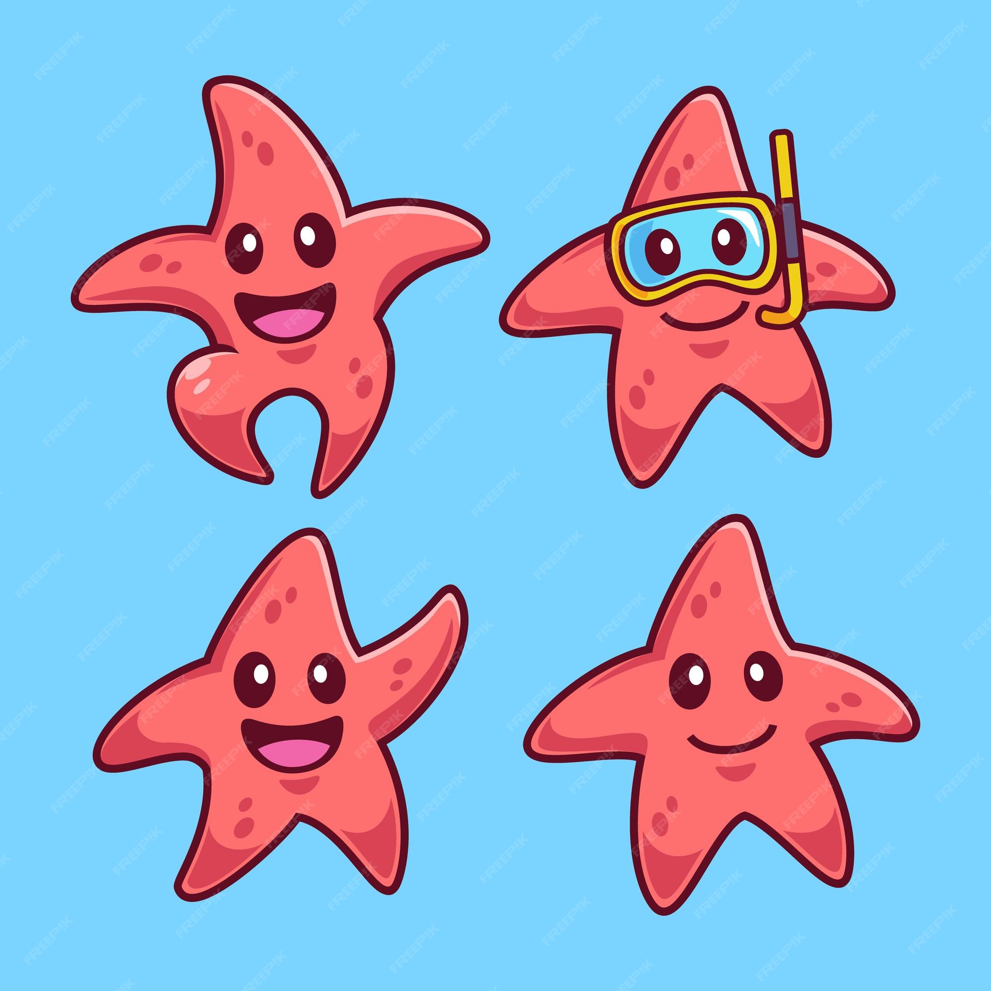Premium Vector | Collection of starfish cartoon character set Premium Vector | Collection of starfish cartoon character set