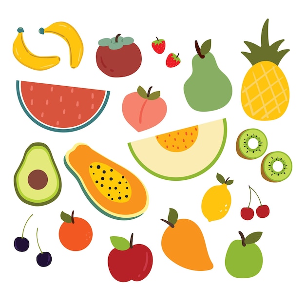 collection sticker of cartoon fruits