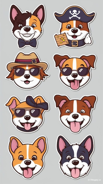 a collection stickers of dogs wearing sunglasses and hats