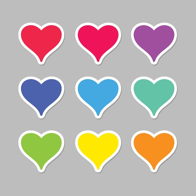 Collection of stickers illustrated heart icons