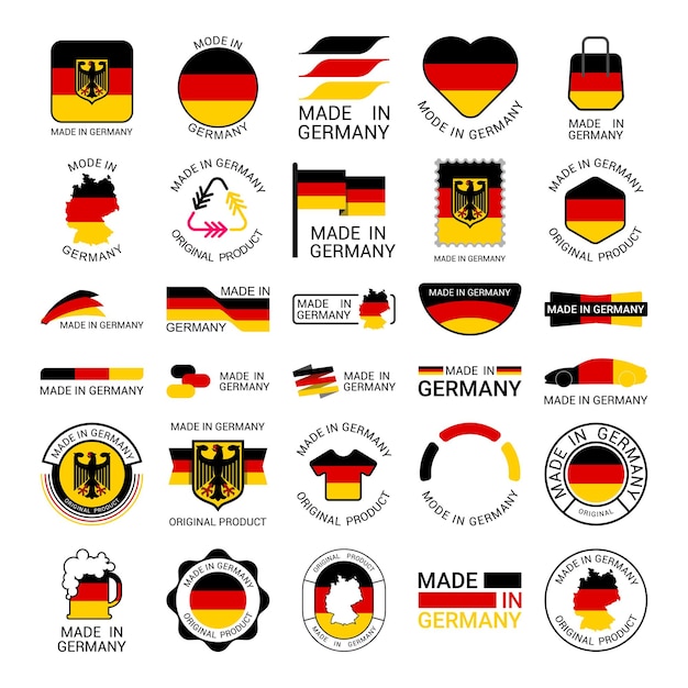 Premium Vector  Collection of stickers of made in germany