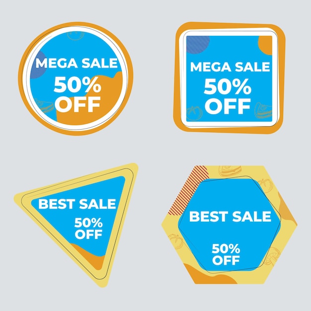 a collection of stickers with a blue and yellow diamond shaped sign