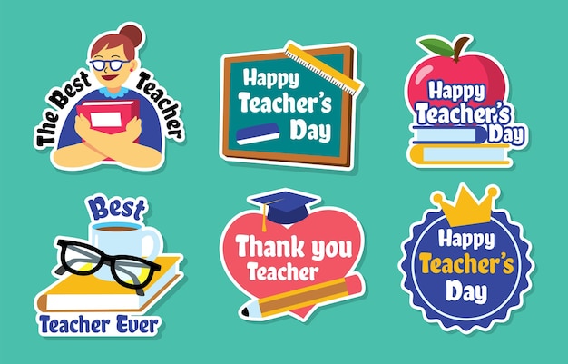 a collection of stickers with the words happy teachers day on them