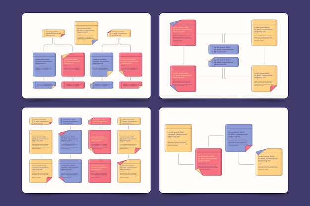Collection of sticky notes boards infographics