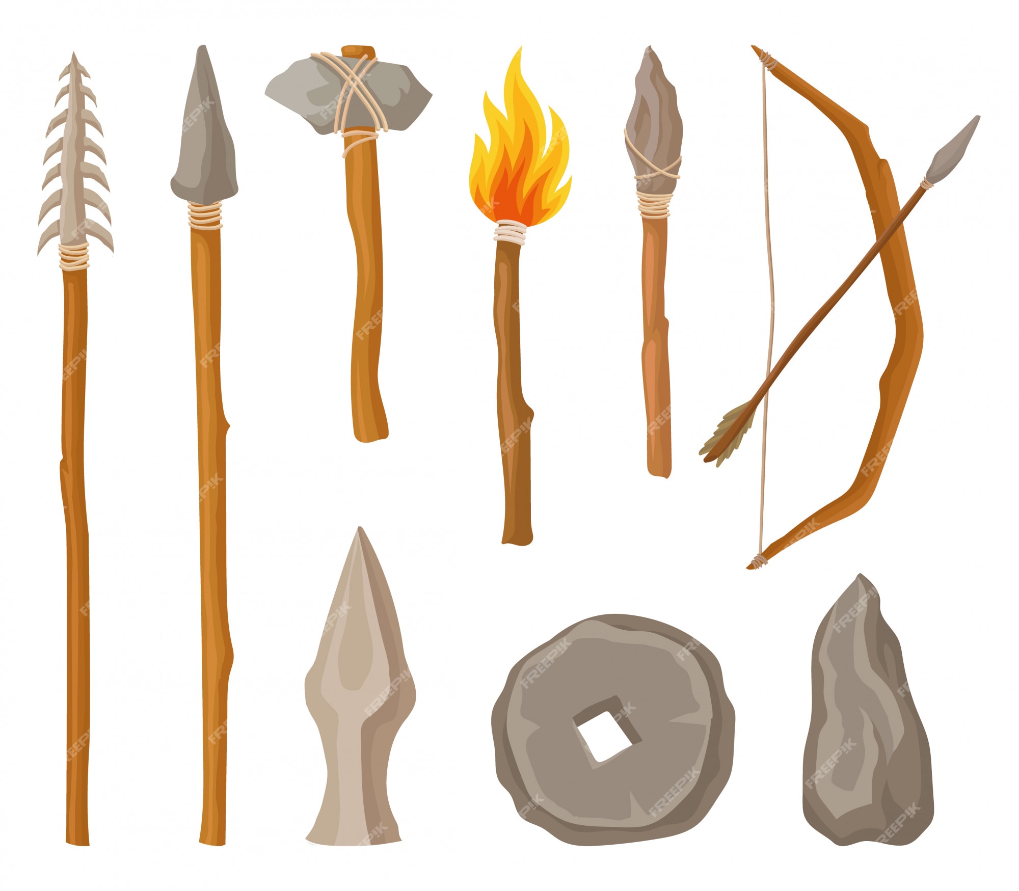 Ancient age stone tools and weapon for hunting Vector Image