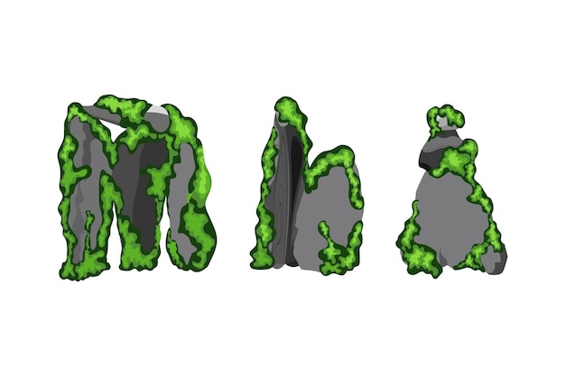녹색 이끼가 있는 다양한 모양의 돌 수집Coastal pebblescobblestonesgravelminerals and geoformes with green lichen바위 조각바위 및 건축 자재