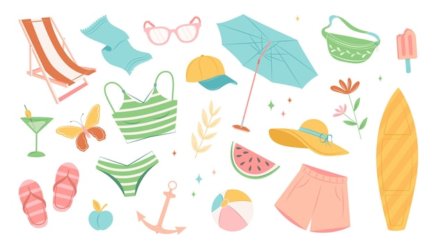 Vector collection of summer beach elements