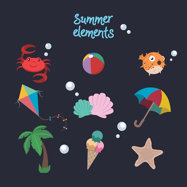 Collection of summer elements