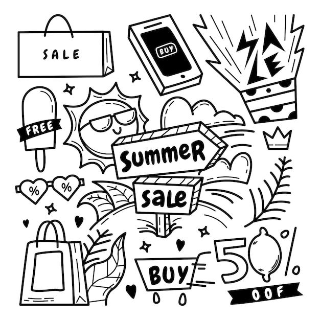 Collection of summer sale doodle