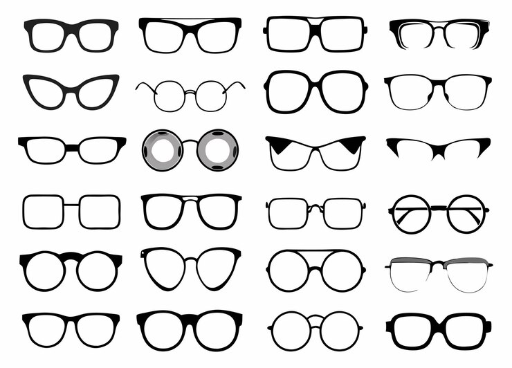 Vector a collection of sunglasses with a white background and a lens flare