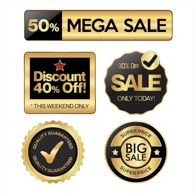 Collection of super sale golden badge and labels