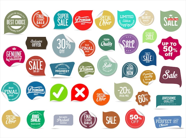 Vector collection of super sale stickers and tags template