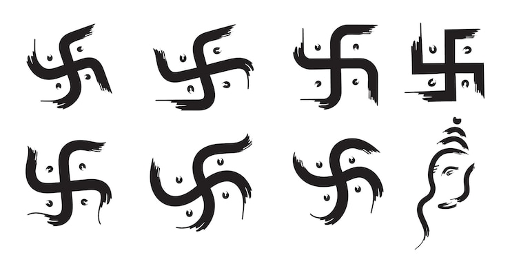वेक्टर collection of swastika with lord ganpati vectors illustration