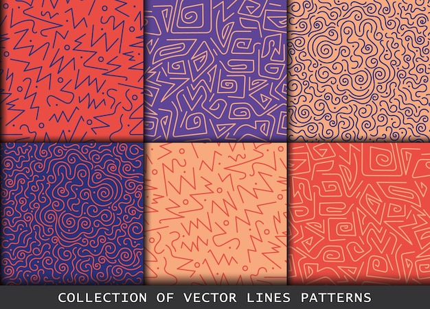 Collection of swatches memphis lines patterns