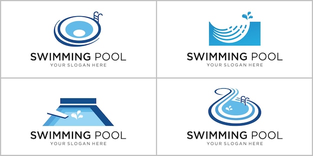 Vettore collezione di ispirazioni del modello di progettazione del logo della piscina logotipo della piscina