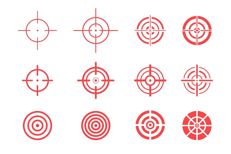 Vector collection of target icons on white background aim signs set vector illustration