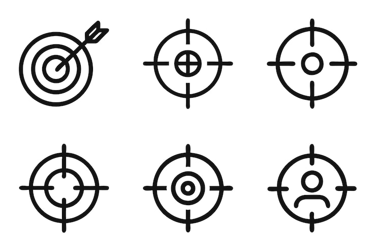 Vector a collection of target silhouette outline icons with flat vector illustration